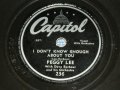 PEGGY LEE - I DON'T KNOW ENOUGH ABOUT YOU  /1950s  US AMERICA ORIGINAL Used  78rpm SP