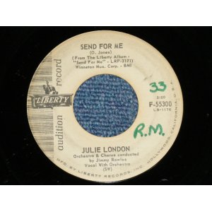 画像: JULIE LONDON - SEND FOR ME  : EVENIN' ( VG+++/VG+++)  / 1961 US AMERICA ORIGINAL "AUDITION Label PROMO" Used 7"45 Single 