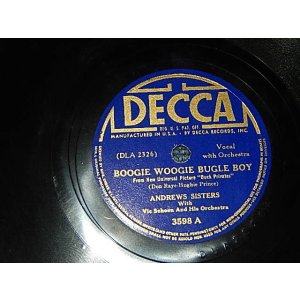 画像: ANDREWS SISTERS With Vic Schoen And His Orchestra - A) Boogie Woogie Bugle Boy   B)Bounce Me Brother With A Solid Four (Ex+/Ex+) / 1941 US AMERICA ORIGINAL Used  78rpm SP