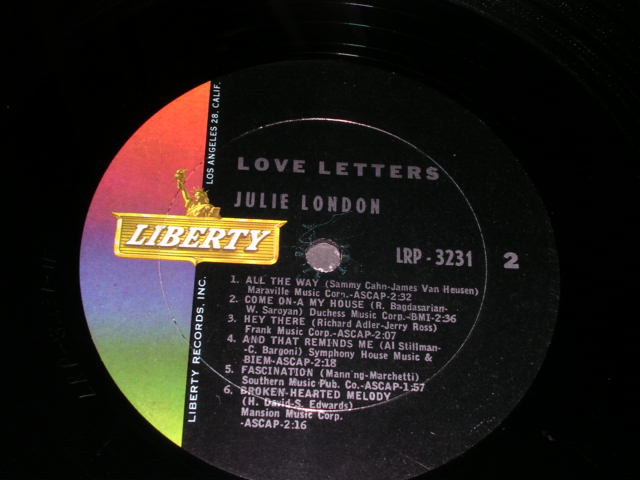 画像: JULIE LONDON - LOVE LETTERS ( Ex++/Ex+++) /1962 US ORIGINAL MONO LP