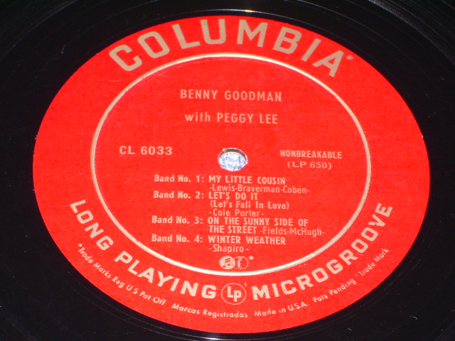 画像: BENNY GOODMAN / PEGGY LEE - BENNY GOODMAN Vocal By PEGGY LEE / 1949 US ORIGINAL 10"LP  