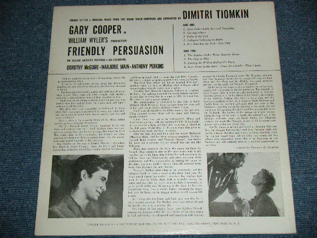 画像: OST/ HUGDIMITRI TIOMKIN - FRIENDLY PERSUASION  / 1966 US ORIGINAL Mono  LP 