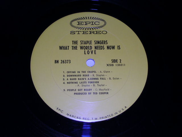 画像: STAPLE SINGERS - WHAT THE WORLD NEEDS NOW IS LOVE / 1968 US ORIGINAL PROMO LP 