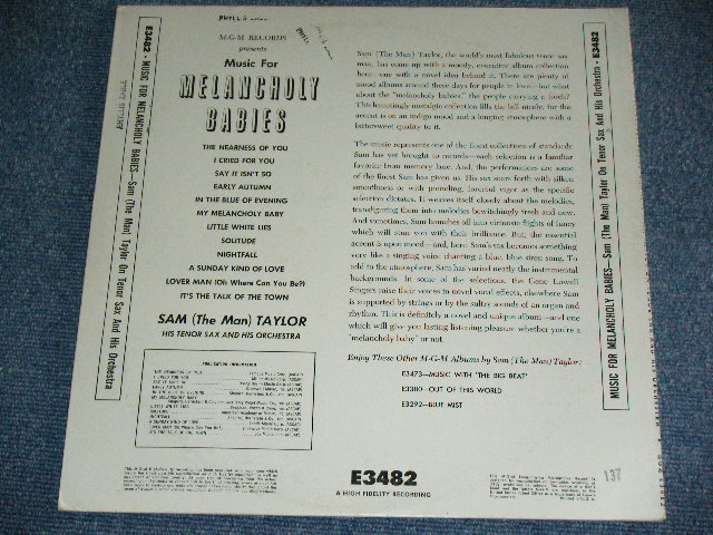 画像: SAM (THE MAN) TAYLOR - MUSIC FOR MELANCHOLY BABIES  / 1957 US ORIGINAL YELLOW Label MONO LP
