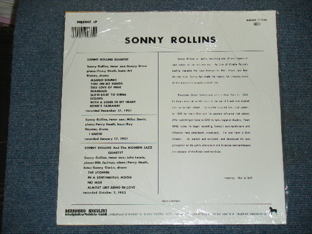 画像: SONNY ROLLINS -  WITH THE MODERN JAZZ QUARTET ( ART BLAKEY and KENNY DREW ) / WEST-GERMANY Reissue Sealed LP