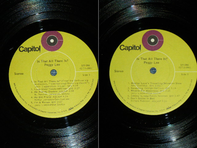画像: PEGGY LEE - IS THAT ALL THERE IS ? / 1969 US AMERICA ORIGINAL 1st Press "LIME GREEN Label" STEREO LP 