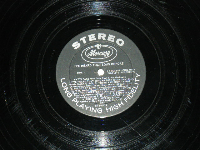 画像: PATTI PAGE   - I'VE HEARD THAT SONG BEFORE / 1959 US ORIGINAL STEREO LP