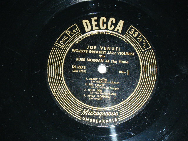 画像: JOE VENUTI With RUSS MORGAN - WORLD GREATEST JAZZ VIOLINIST  /1950's US ORIGINAL 10"LP  