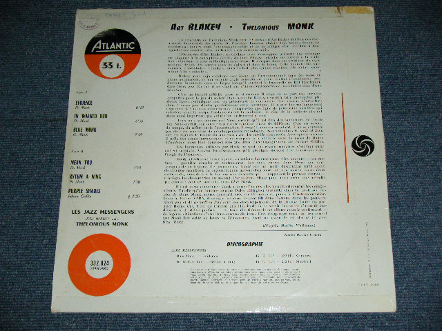 画像: ART BLAKEY And THE JAZZ MESSENGERS and THELONIOUS MONK -  LES JAZZ MESSENGERS d'ART BLAKEY avec  THELONIOUS MONK ( ART BLAKEY And THE JAZZ MESSENGERS and THELONIOUS MONK ) / 1960 FRANCE ORIGINAL "SO-CALLED "BULLSEYE" Label  MONO Used LP 