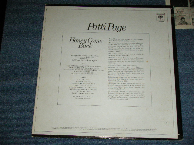 画像: PATTI PAGE - HONEY COME NACK  / 1970 US ORIGINAL Promo 360 Sound STEREO Label Used  LP 