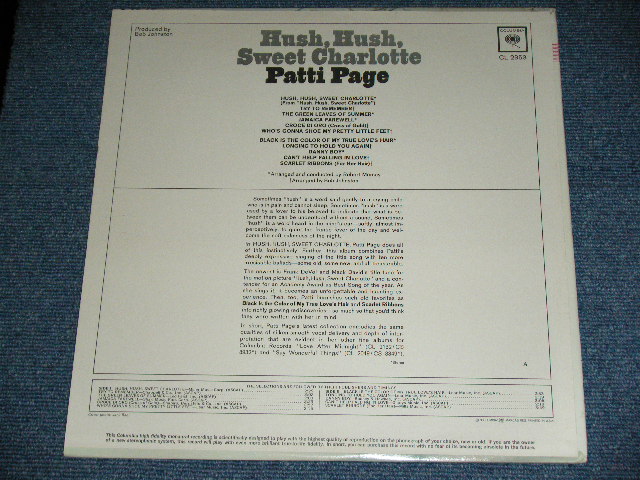 画像: PATTI PAGE - HUSH, HUSH, SWEET CHARIOTTE ( Ex+++/Ex+++ ) /1968? US ORIGINAL 3rd Press "White 360 SOUND" Label  MONO Used LP 