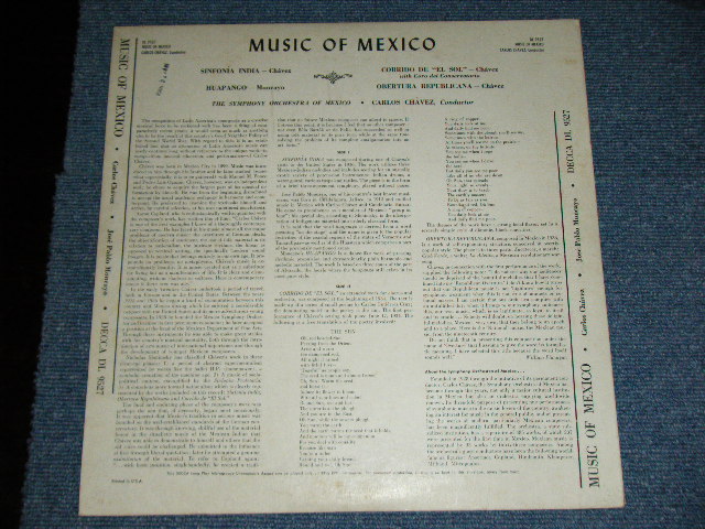 画像: CARLOS CHAVEZ Conduct / THE SYMPHONY ORCHESTRA - MUSIC OF MEXICO  / 1960's US ORIGINAL MONO Used LP 