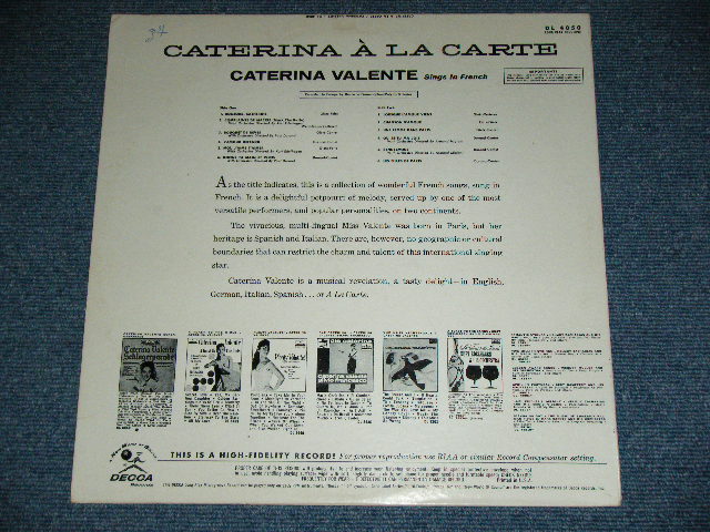画像: CATERINA VALENTE - A LA CARTE / SINGS IN FRENCH  ( Ex+/Ex+++ ) / 1959 US ORIGINAL MONO Used LP