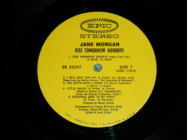 画像: JANE MORGAN - KISS TOMORROW GOODBYE / 1967  US ORIGINAL STEREO LP 