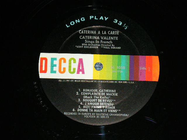 画像: CATERINA VALENTE - A LA CARTE / SINGS IN FRENCH  ( Ex+/Ex+++ ) / 1959 US ORIGINAL MONO Used LP