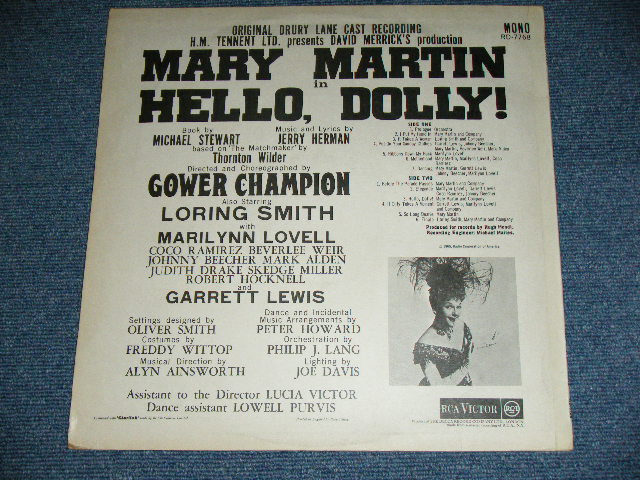 画像: ost ORIGINAL DRURY LANE CAST RECORDING - MARY MARTIN in HELLO DOLLY   / 1965 UK ORIGINAL MONO Used LP With INSERTS 