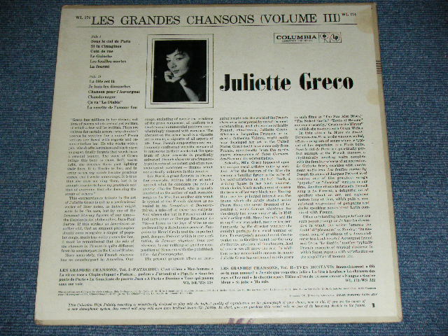 画像: JULIETTE GRECO -  LES GRANDES CHANSONS VOL.III /  1960's?  US ORIGINAL MONO Used LP