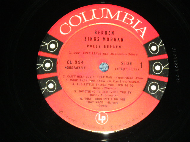 画像: POLLY BERGEN - SINGS SONGS OF HELEN MORGAN (  Ex/Ex+++ ) / 1957 US ORIGINAL 6 EYE'S LABEL MONO Used LP 