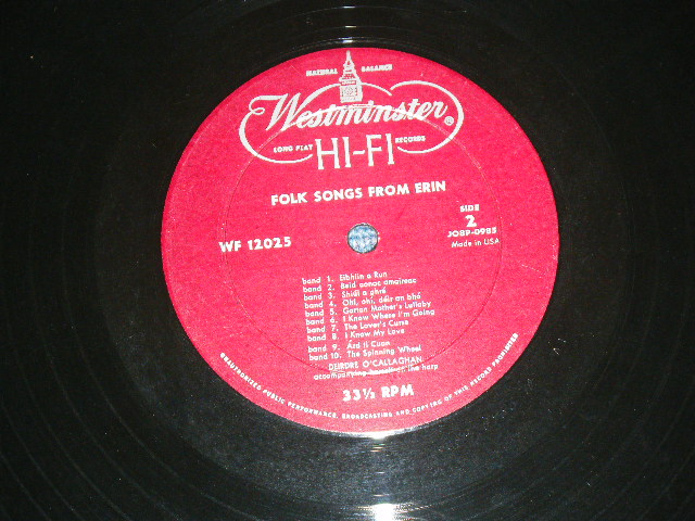 画像: DEIRDRE O'CALLAGHAN - FOLK SONGS FROM ERIN  / 1950's?  US ORIGINAL  MONO  Used LP