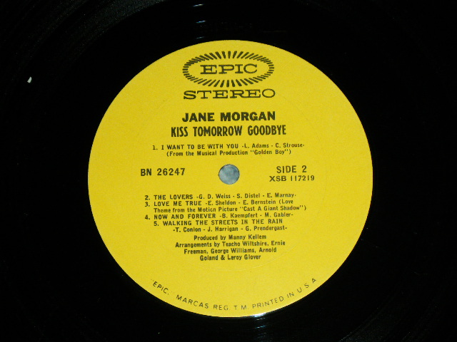 画像: JANE MORGAN - KISS TOMORROW GOODBYE / 1967  US ORIGINAL STEREO LP 