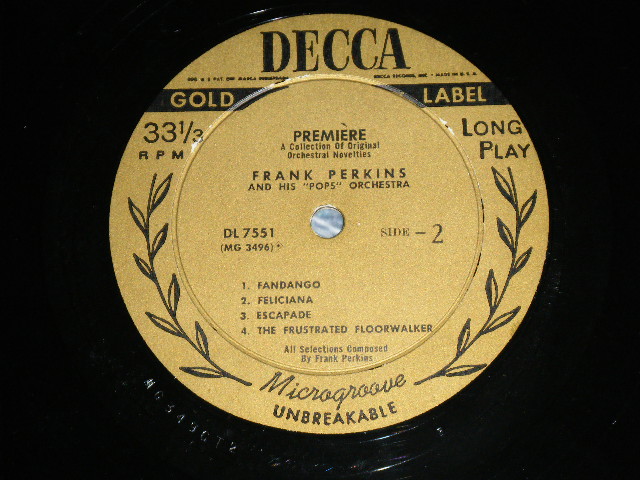 画像: FRANK PERKINS  and his POPS ORCHESTRA - PREMIERE! / 1950's US ORIGINAL Used 10" inch LP  