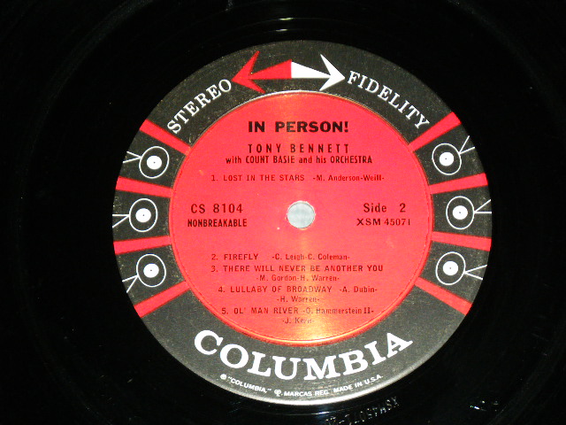 画像: TONY BENNETT with COUNT BASIE and his ORCHESTRA - IN PERSON!  / 1959 US ORIGINAL "6 EYES Label" STEREO Used LP  