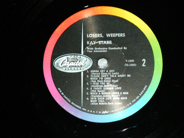 画像: KAY STARR - LOVERS, WEEPERS ( Ex+,Ex/Ex+ ) / 1960 US ORIGINAL 1st Press "Capitol" Logo on LEFT Side Label  LABEL MONO Used LP