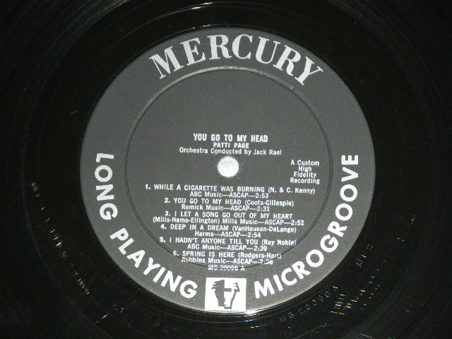 画像: PATTI  PAGE - YOU GO TO MY HEAD (Ex++/Ex+ ) / 1955 US ORIGINAL MONO Used LP 