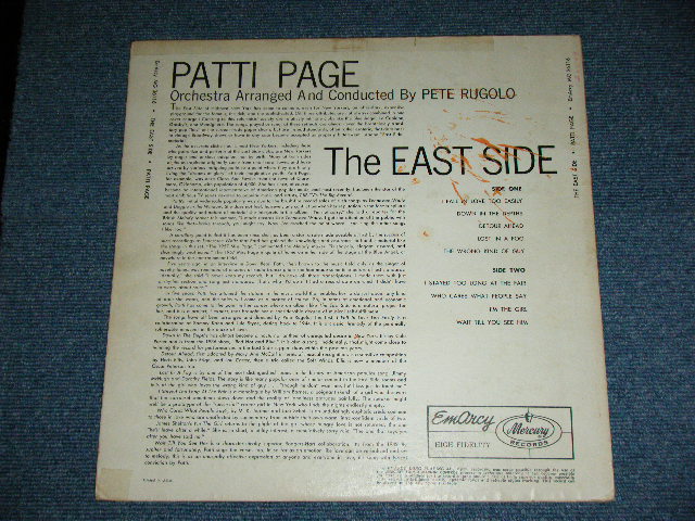 画像: PATTI  PAGE - THE EAST SIDE ( VG+++/VG+++ ) / 1957 US ORIGINAL MONO Used LP 