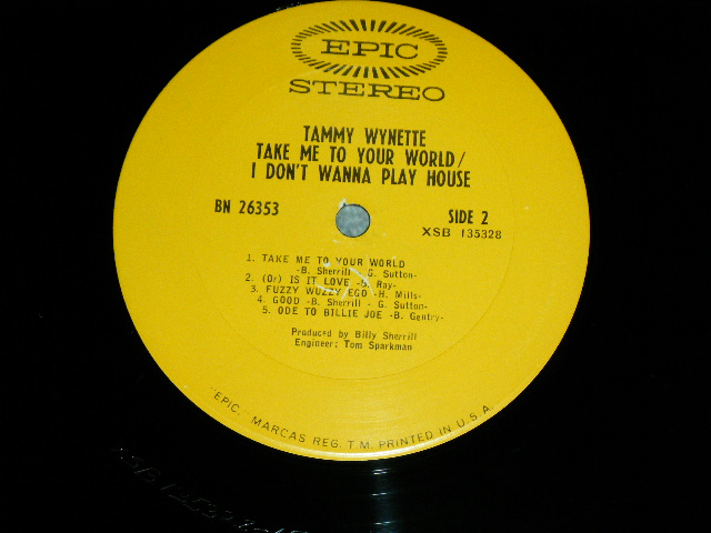 画像: TAMMY WYNETTE - TAKE ME TO YOUR WORLD  I DON'T WANNA PLAY HOUSE  ( Ex+++/Ex+++ ) / 1968 US ORIGINAL YELLOW Label STEREO Used LP