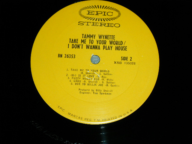 画像: TAMMY WYNETTE - TAKE ME TO YOUR WORLD  I DON'T WANNA PLAY HOUSE  ( Ex+++/Ex+++ ) / 1968 US ORIGINAL YELLOW Label STEREO Used LP