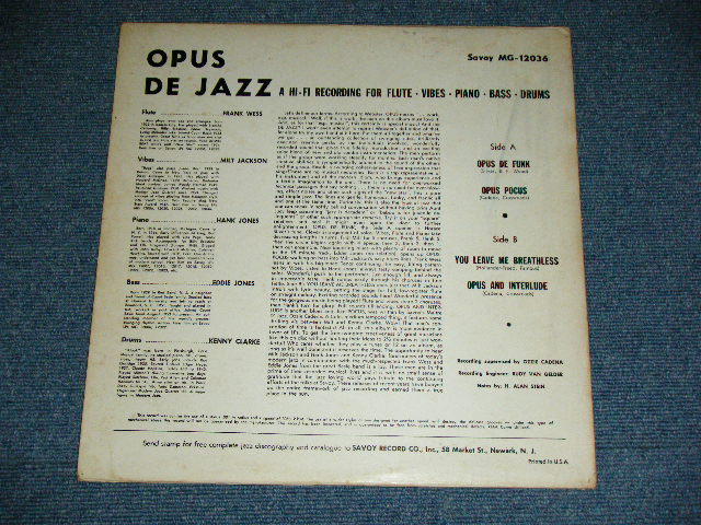 画像: v.a. ( FRANK WESS, MILT JACKSON, HANK JONES, EDDIE JONES, KENNY CLARKE ) - OPUS DE JAZZ ( Ex/Ex+++ ) / 1955 US ORIGINAL Mono LP  