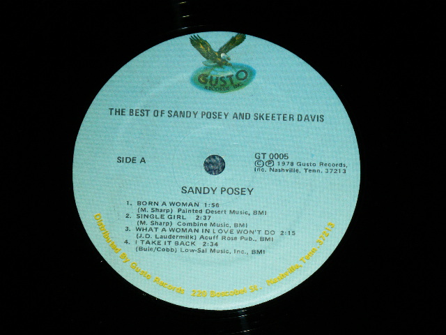 画像: SANDY POSEY & SKEETER DAVIS - THE BEST OF ( B-4 Cover of CAROL KING & GERRY GOFFIN song ) / 1978 US AMERICA ORIGINAL Used LP