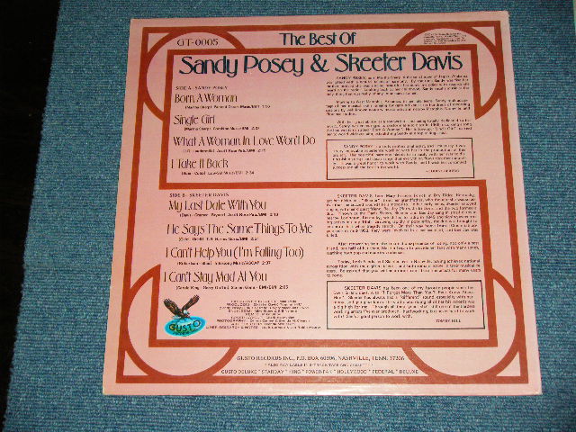 画像: SANDY POSEY & SKEETER DAVIS - THE BEST OF ( B-4 Cover of CAROL KING & GERRY GOFFIN song ) / 1978 US AMERICA ORIGINAL Used LP