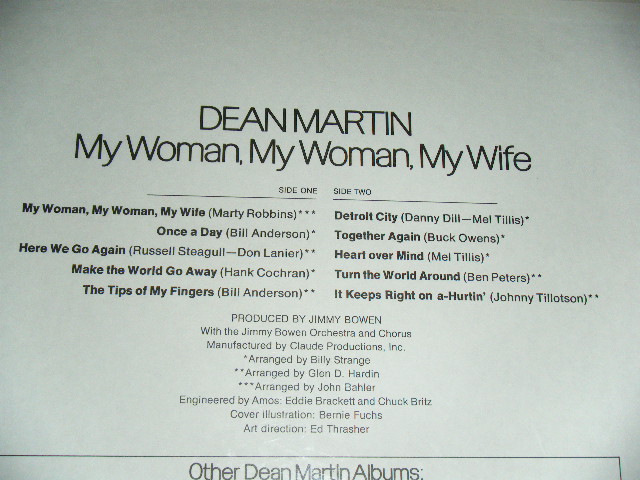 画像: DEAN MARTIN - MY WOMAN,MY WOMAN,MY WIFE  / 1970 US AMERICA ORIGINAL Brand New SEALED LP  
