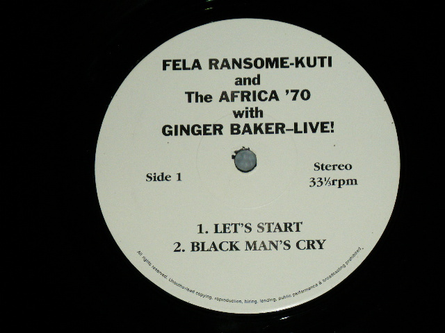 画像: FELA RANSOME-KUTI and The Africa '70 with GINGER BAKER - LIVE! / REISSUE Used LP