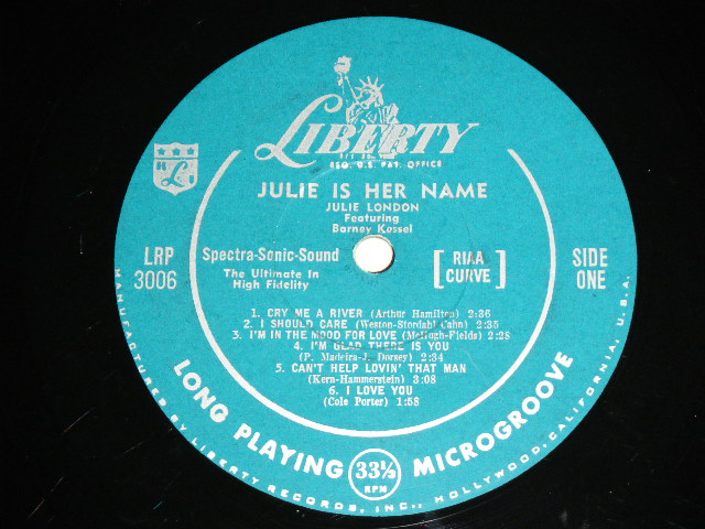 画像: JULIE LONDON - JULIE IS HER NAME ( DEBUT ALBUM : Ex++/Ex++ Looks:Ex+++ ) / 1956 MONO 1st PRESS Turquoise Color LABEL LP Glossy Jcaket 