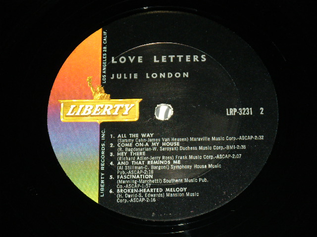 画像: JULIE LONDON - LOVE LETTERS ( Ex+,Ex++/Ex++,Looks:Ex++) /1962 US ORIGINAL MONO LP