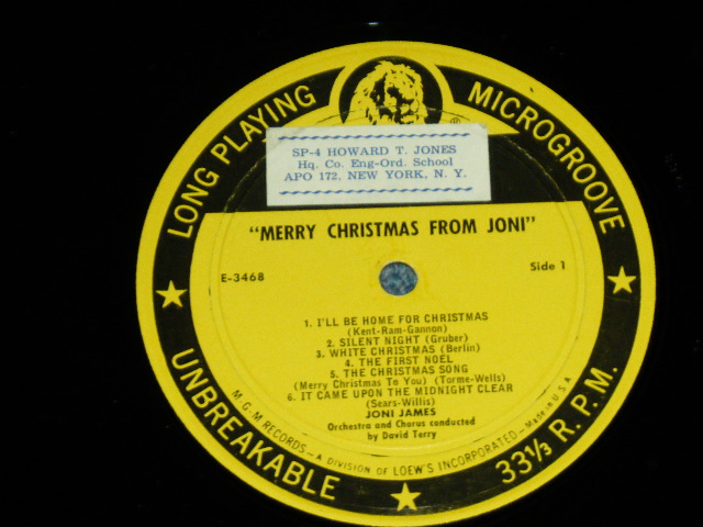 画像: JONI JAMES - MERRY CHRISTMAS FROM JONI   ( Ex/Ex- ) / 1956 US America ORIGINAL YELLOW LABEL MONO Used  LP