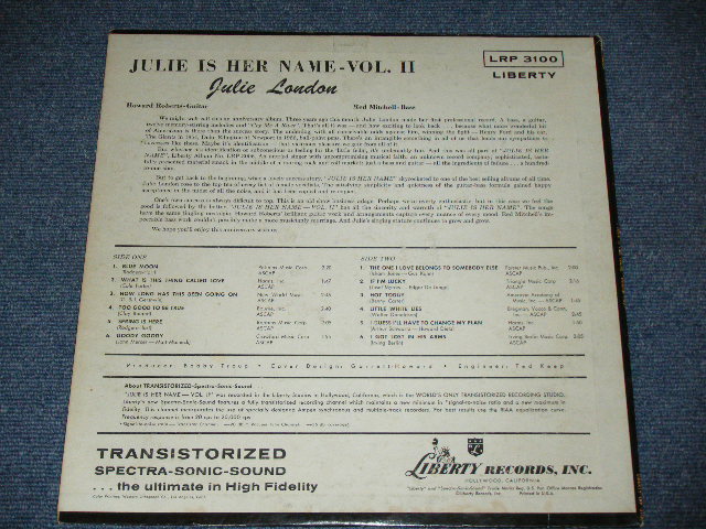 画像: JULIE LONDON - JULIE IS HER NAME VOL.2  (  Ex/Ex ) / 1958 MONO 1st PRESS Turquoise Color LABEL LP Glossy Jcaket 