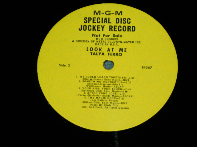 画像: TALYA FERRO - LOOK AT ME  ( PROMO ONLY "MONO MIX" for AM RADIO STATION ) / 1968 US ORIGINAL YELLOW LABEL PROMO MONO Mix Used LP 
