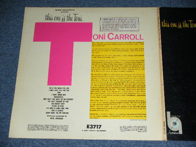 画像: TONI CARROLL - THIS ONE IS THE TONI  / 1950's US AMERICA ORIGINAL YELLOW Label MONO Used LP 