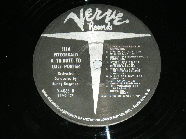 画像: ELLA FITZGERALD - TRIBUTE TO COLE PORTER /  1964 US ORIGINAL "MGM Credit at Bottom Label" MONO Used LP 