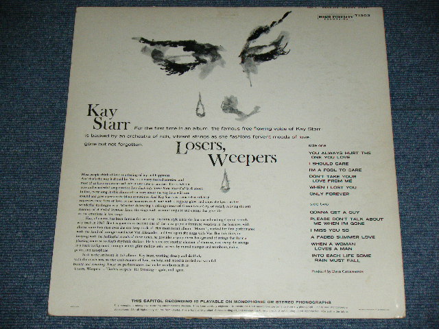 画像: KAY STARR - LOVERS, WEEPERS ( Ex+/Ex++ ) / 1960 US ORIGINAL 1st Press "Capitol" Logo on LEFT Side Label  LABEL MONO Used LP