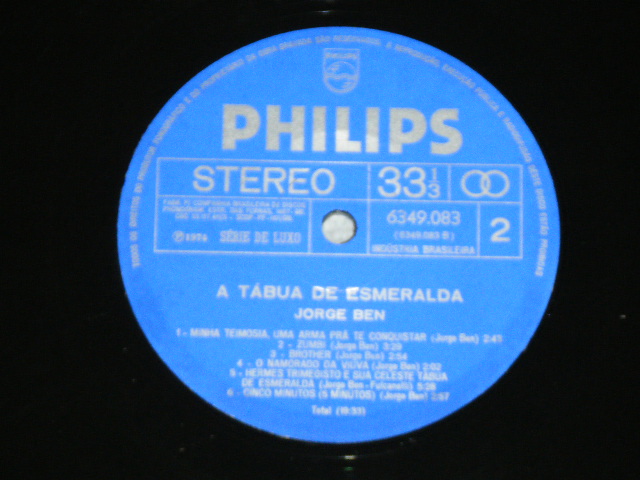 画像: JORGE BEN -  A TABUA DE ESMERALDA / 1974 BRAZIL  ORIGINAL STEREO Used  LP