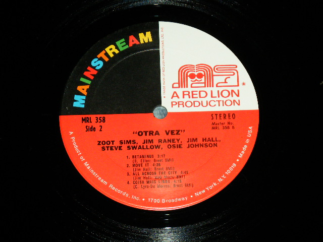 画像: ZOOT SIMS+JIMMY RANEY+JIM HALL - OTRA VEZ / 1972  US AMERICA ORIGINAL Used  LP  