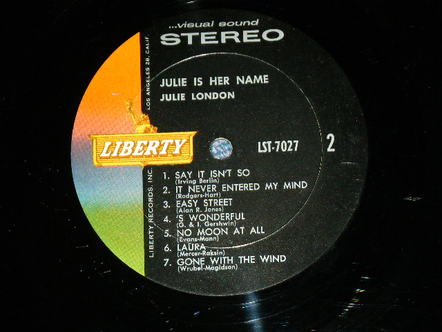 画像: JULIE LONDON - JULIE IS HER NAME ( DEBUT :2nd press NON CREDIT "STEREO" Logo on FRONT COVER Version"  VG+++/Ex++,Looks: Ex+++  ) /  1960 US STEREO ORIGINAL Used  LP 