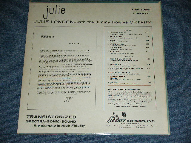 画像: JULIE LONDON - JULIE  ( Turquoise color Label Ex+/Ex++ Looks:Ex+) / 1957 MONO 1st PRESS Turquoise Color LABEL Used LP