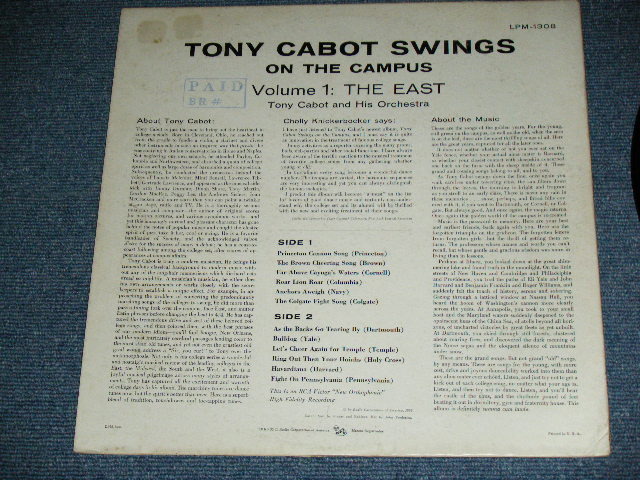 画像: TONY CABOT & HIS ORCHESTRA - TONY CABOT SWINGS ON THE CAMPUS  VOLUME 1: THE EAST  / 1956 US ORIGINAL MONO Used LP  