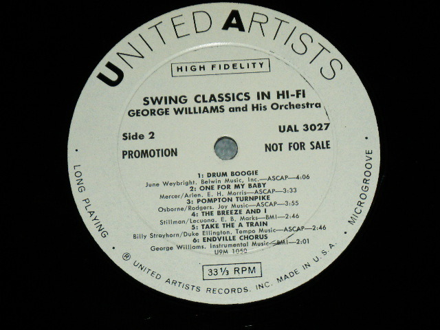 画像: GEORGE WILLIAMS and His ORCHESTRA - SWING CLASSICS IN HI-FI   / 1959 US America ORIGINAL WHITE LABEL PROMO  MONO Used  LP